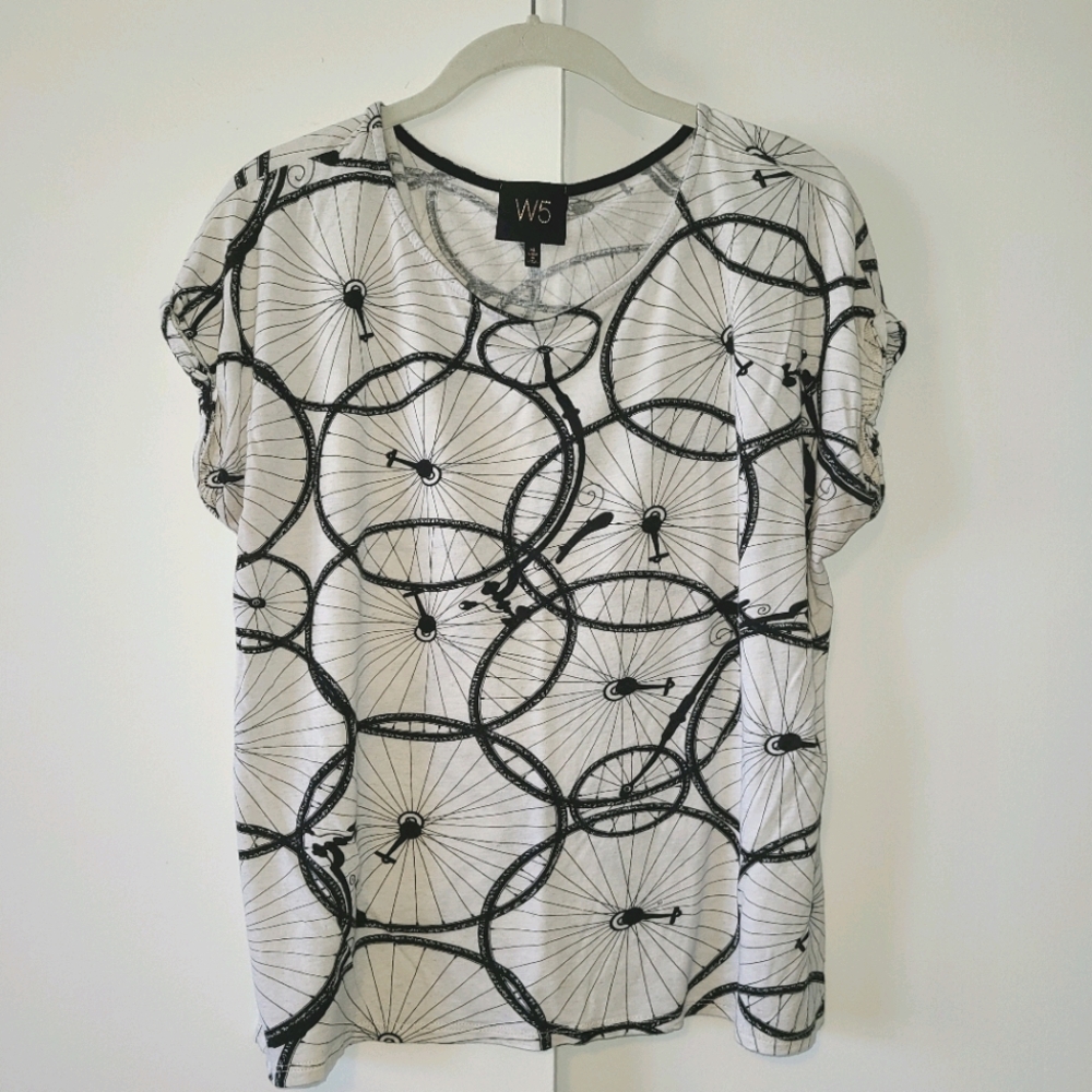 Bicycle Print Short Sleeve Top, XL
